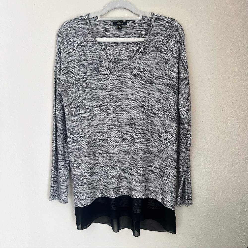 Gray and Black V-Neck Sweater